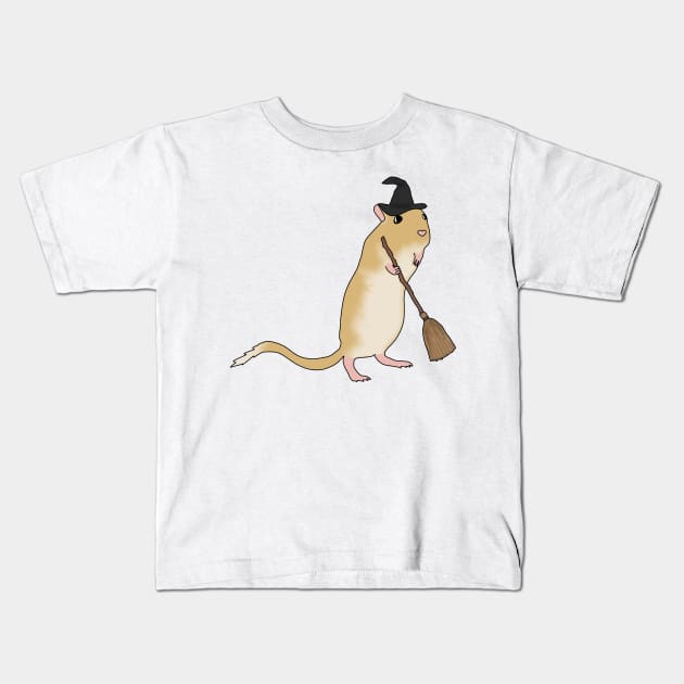 Cute golden gerbil witch Kids T-Shirt by Becky-Marie